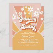 Groovy Baby Retro Sunshine Daisy Baby shower Kaart (Voorkant / Achterkant)
