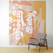 Groovy Baby Retro Sunshine Daisy Baby Shower Spand Wandkleed (In situ)
