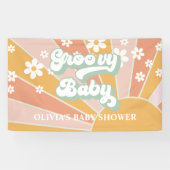 Groovy Baby Retro Sunshine Daisy Baby shower Spandoek (Horizontaal)