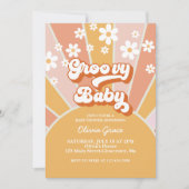 Groovy Baby Retro Sunshine Daisy Baby Shower Uitno Kaart (Voorkant)