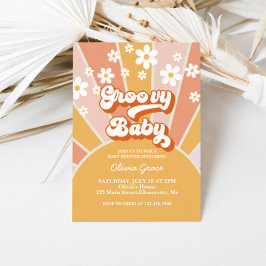 Groovy Baby Retro Sunshine Daisy Baby Shower Uitno Kaart