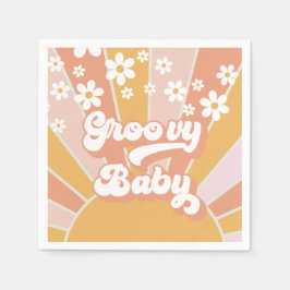 Groovy Baby Retro Sunshine Hippie Baby shower Napk Servet