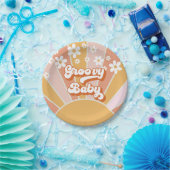Groovy Baby Retro Sunshine Hippie Baby shower Pape Papieren Bordje (Feest)