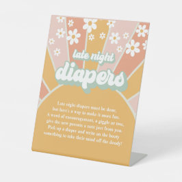 Groovy Baby Retro Sunshine Late Night Luierspel Reclamebord Met Voetstuk