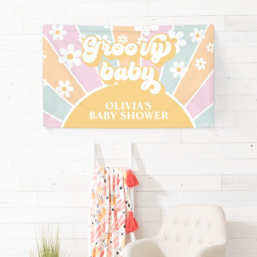 Groovy Baby Retro Sunshine Pastel Daisy Spandoek (Insitu)