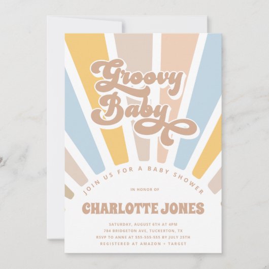 Groovy Baby Retro Typography Girl Baby shower Kaart (Voorkant)