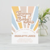 Groovy Baby Retro Typography Girl Baby shower Kaart (Staand voorkant)