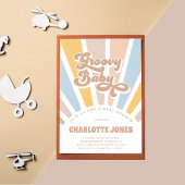 Groovy Baby Retro Typography Girl Baby shower Kaart
