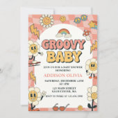 Groovy Baby Retro Van Pink Baby shower Party Kaart (Voorkant)