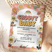Groovy Baby Retro Van Pink Baby shower Party Kaart