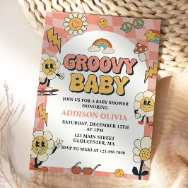 Groovy Baby Retro Van Pink Baby shower Party Kaart