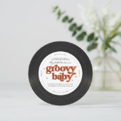 Groovy Baby | Retro Vinyl Record Baby shower Kaart (Staand voorkant)