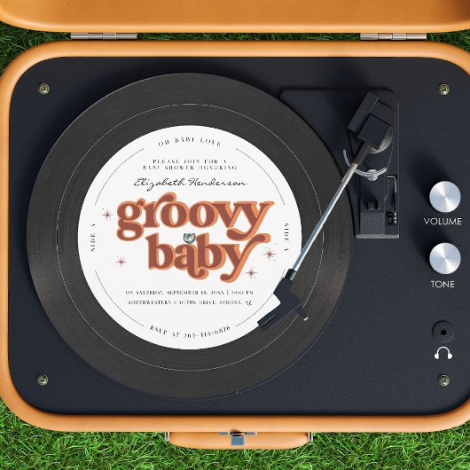 Groovy Baby | Retro Vinyl Record Baby shower Kaart