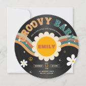 Groovy Baby Retro Vinyl Record Baby shower Kaart (Voorkant)