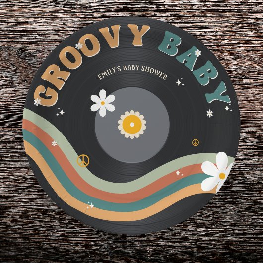 Groovy Baby Retro Vinyl Record Baby shower Papieren Bordje