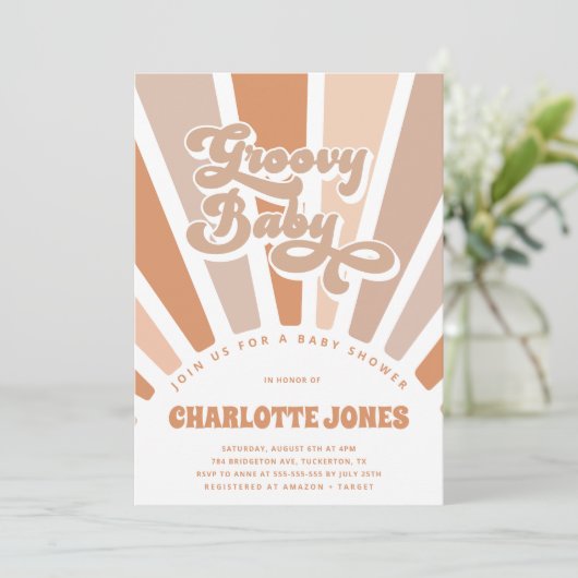 Groovy Baby Retro Zon Bohemian Baby Shower Kaart (Staand voorkant)