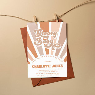Groovy Baby Retro Zon Bohemian Baby Shower Kaart