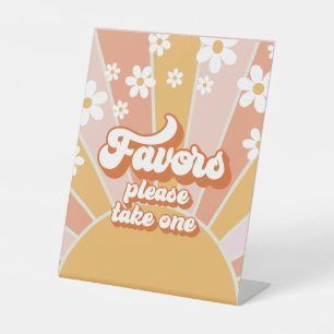 Groovy Baby Retro Zonneschijn Baby Shower Favoring Reclamebord Met Voetstuk