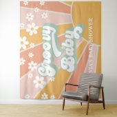 Groovy Baby Retro Zonneschijn Daisy Baby Shower Sp Wandkleed (In situ)