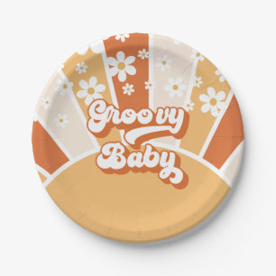 Groovy Baby Retro Zonneschijn Hippie Baby Borrel Papieren Bordje