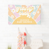 Groovy Baby Retro Zonneschijn Pastel Madeliefje Spandoek (Insitu)