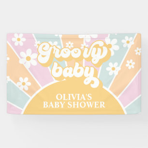 Groovy Baby Retro Zonneschijn Pastel Madeliefje Spandoek