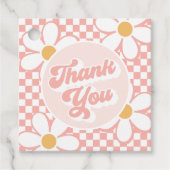 Groovy Baby Roze Check Daisy Bedankt Bedankjes Labels (Voorkant)
