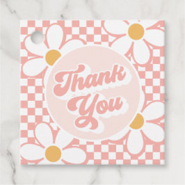 Groovy Baby Roze Check Daisy Bedankt Bedankjes Labels