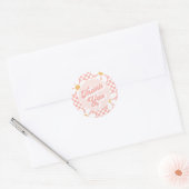Groovy Baby Roze Check Daisy bedankt Ronde Sticker (Envelop)