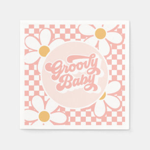 Groovy Baby Roze Madeliefjes Checker Servet
