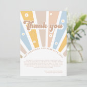 Groovy Baby Roze Retro Baby shower Dank u wel Bedankkaart (Staand voorkant)