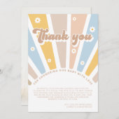 Groovy Baby Roze Retro Baby shower Dank u wel Bedankkaart (Voorkant / Achterkant)