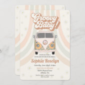Groovy baby shower, 70s retro-themauitnodiging (Voorkant / Achterkant)