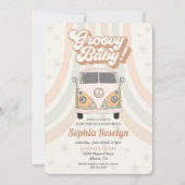 Groovy baby shower, 70s retro-themauitnodiging (Voorkant)