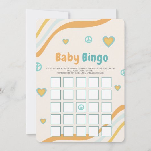 Groovy Baby shower Bingo Gift Retro Game Kaart (Voorkant)