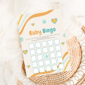 Groovy Baby shower Bingo Gift Retro Game Kaart