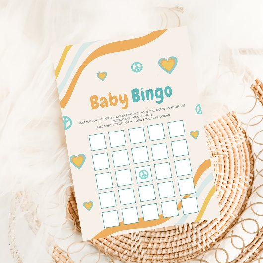 Groovy Baby shower Bingo Gift Retro Game Kaart