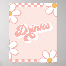 Groovy Baby shower Drinken Sign Poster