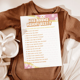 Groovy Baby shower Games, Boho Retro, 70's Vibe Menu