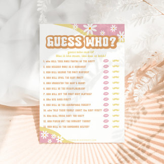 Groovy Baby shower Games, Boho Retro, 70's Vibe Menu