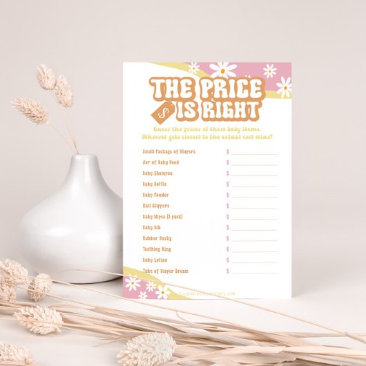 Groovy Baby shower Games, Boho Retro, 70's Vibe Menu