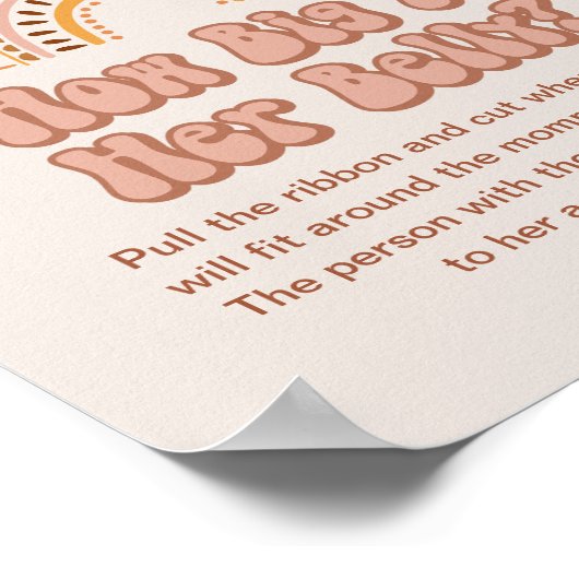 Groovy Baby shower hoe groot haar Belly Game is Poster (Hoek)