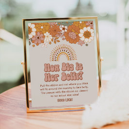 Groovy Baby shower hoe groot haar Belly Game is Poster