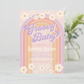 Groovy Baby shower Invitation | BABY SHOWER Kaart (Staand voorkant)