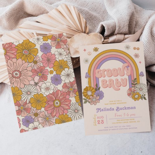 Groovy Baby shower Invitation | Groovy Baby Kaart