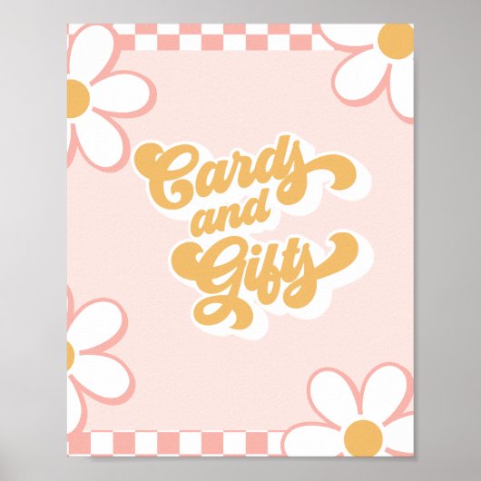 Groovy Baby shower Kaarten en Geschenken Teken Roz Poster (Voorkant)