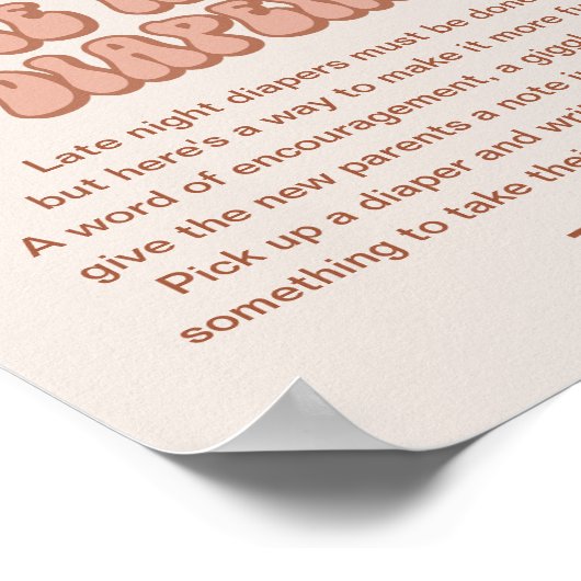 Groovy Baby Shower Late Night Luier Bord Poster (Hoek)