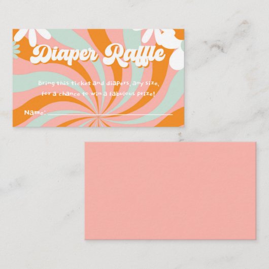 Groovy Baby shower Luier Raffle Informatiekaartje (Voorkant / Achterkant)