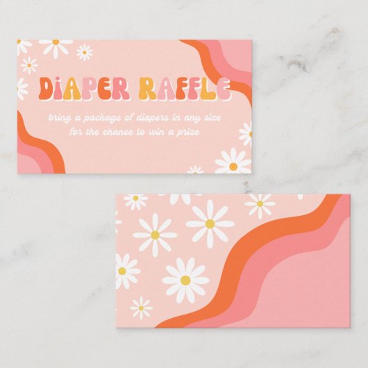 Groovy Baby shower Luier Raffle Kaarten (Voorkant / Achterkant)