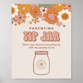 Groovy Baby shower Ouderschap Tip Jar Sign Poster (Voorkant)
